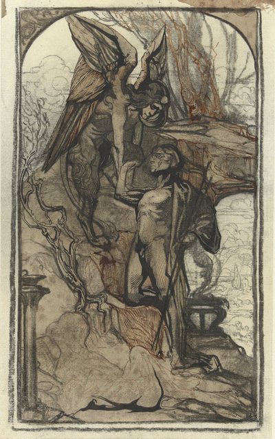 Oedipus en de feniks, tekening van Johannes Josephus Aarts (1881 - 1934) door Johannes Josephus Aarts